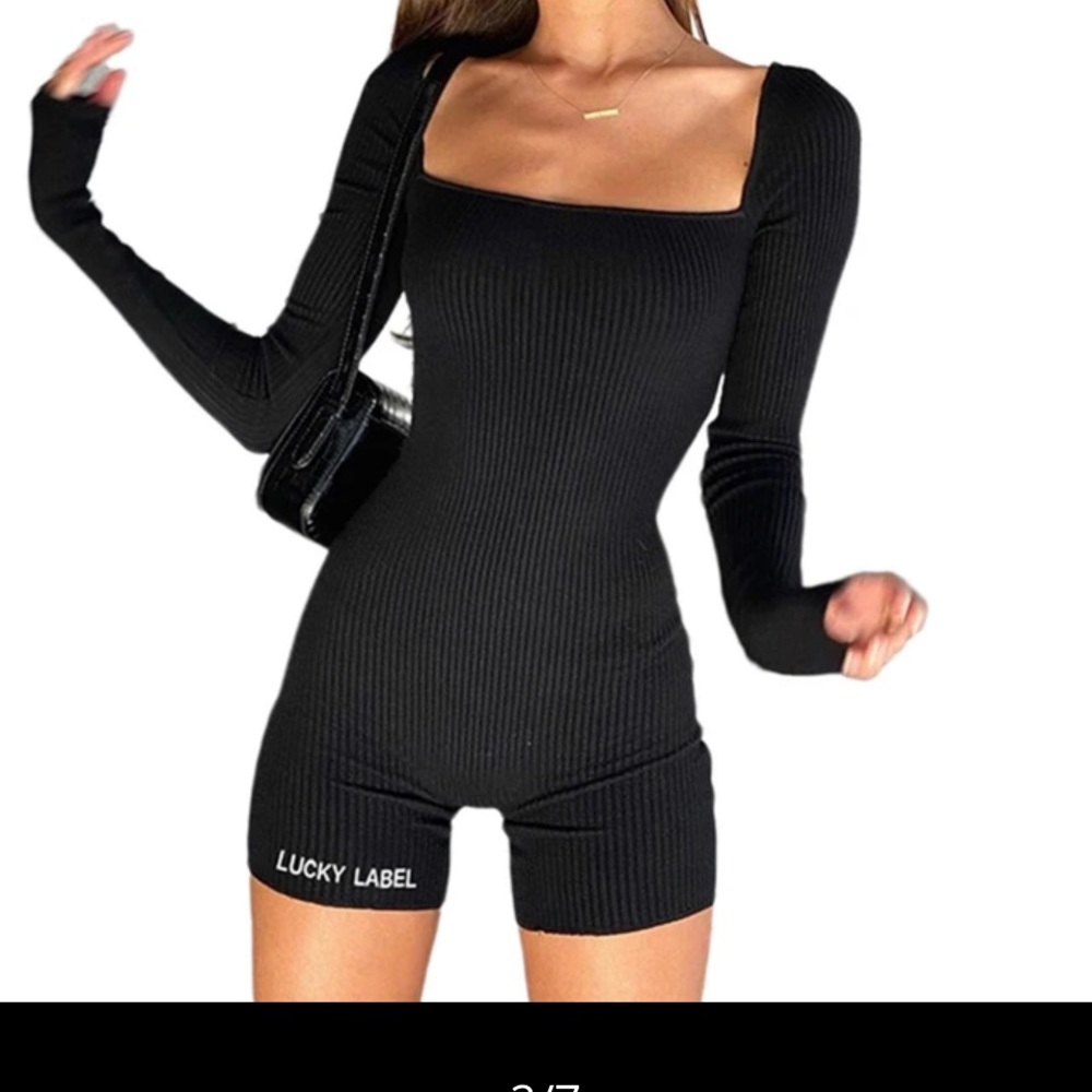 Lucky Label Women Fitness Workout Black Jumpsuit